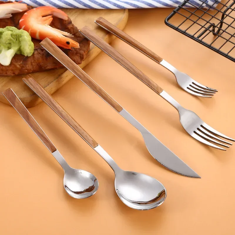 20pcs Stainless Steel Cutlery Set Dinnerware Imitation Wooden Handle Table Knife Fork Tea Spoon Travel Tableware Silverware
20pcs Stainless Steel Cutlery Set Dinnerware Imitation Wooden Handle Table Knife Fork Tea Spoon Travel Tableware Silverware
