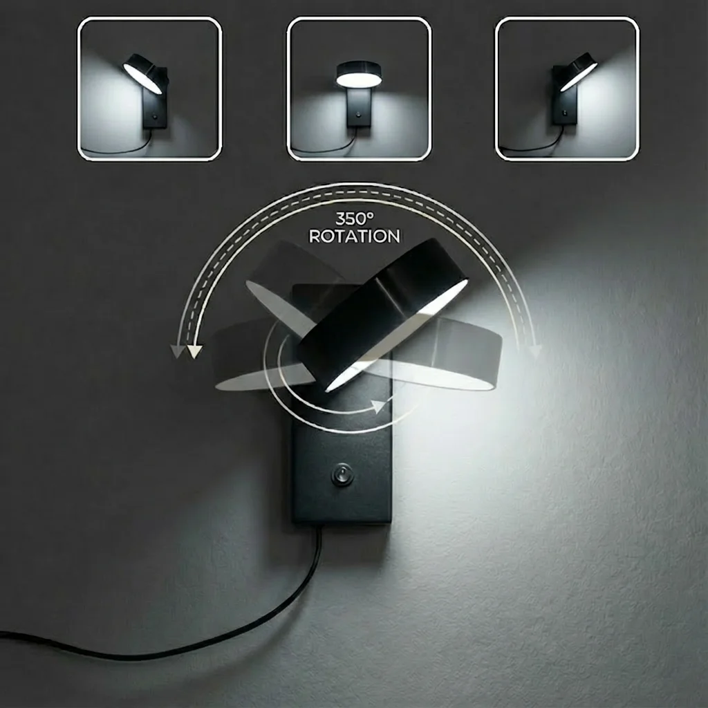 Modern Plug-in LED Wall Light with 350 Degree Rotation and 3W Aluminum Wall Lamp with Switch Button Suitable for Desk Bedroom
Modern Plug-in LED Wall Light with 350 Degree Rotation and 3W Aluminum Wall Lamp with Switch Button Suitable for Desk Bedroom