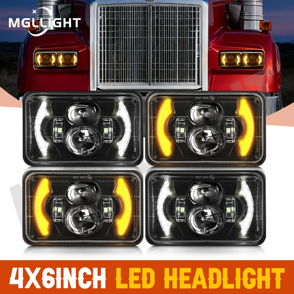 MGLLIGHTG DOT 4pcs 4x6"inch Led Headlights Hi/Lo/White/Amber DRL for Kenworth T800 T600 W900 Trucks
MGLLIGHTG DOT 4pcs 4x6"inch Led Headlights Hi/Lo/White/Amber DRL for Kenworth T800 T600 W900 Trucks