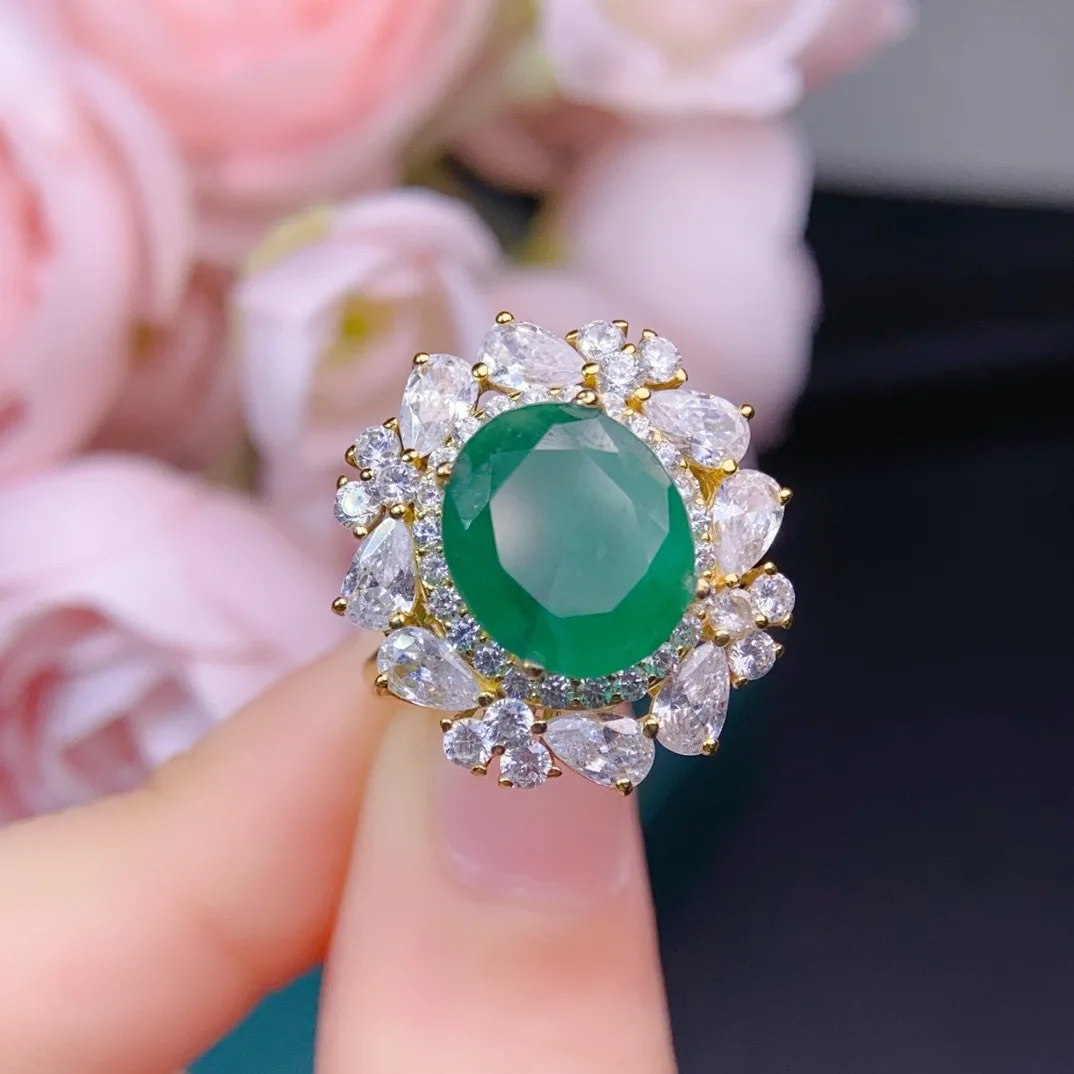 Custom 9x11mm Natural Emerald Ring 925 Sterling Silver Fine Crafted Inlay Adjustable Open Band Halo Statement Ring for Women
Custom 9x11mm Natural Emerald Ring 925 Sterling Silver Fine Crafted Inlay Adjustable Open Band Halo Statement Ring for Women