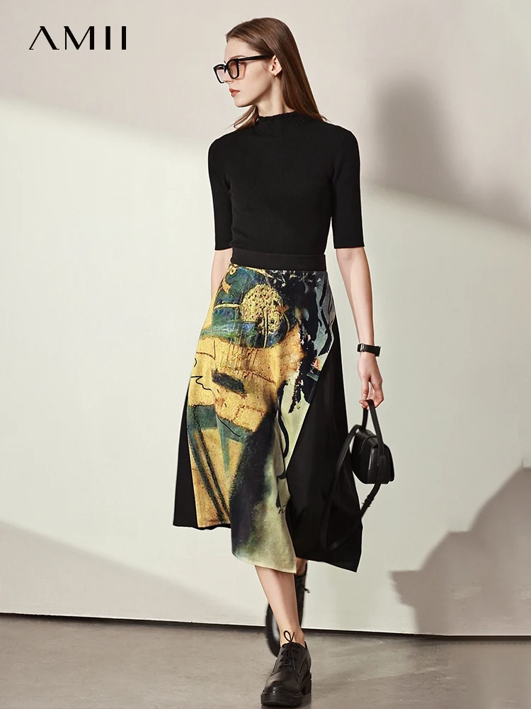 AMII Minimalism Satin Skirt for Women 2023 Spring Vintage Printing Asymmetrical Office Lady Casual High Waist Skirts 12230028
AMII Minimalism Satin Skirt for Women 2023 Spring Vintage Printing Asymmetrical Office Lady Casual High Waist Skirts 12230028