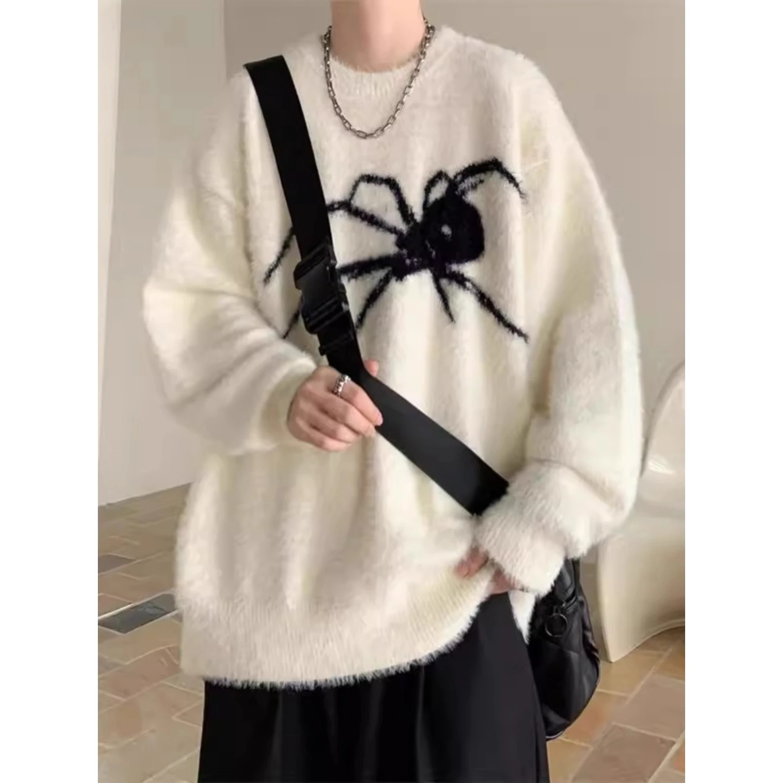 Loose Fit American Sle Men's Knitted Sweater Spider Pattern Casual Outerwear Polyester Fiber Youth Faion Autumn Winter
Loose Fit American Sle Men's Knitted Sweater Spider Pattern Casual Outerwear Polyester Fiber Youth Faion Autumn Winter