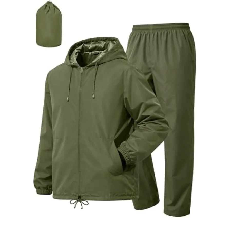 UIQUR Mens Rain Suit Waterproof Rain Jacket with Rain Pants 2 Pieces Lightweight Packable Raincoat with Hood Running Cycling
UIQUR Mens Rain Suit Waterproof Rain Jacket with Rain Pants 2 Pieces Lightweight Packable Raincoat with Hood Running Cycling