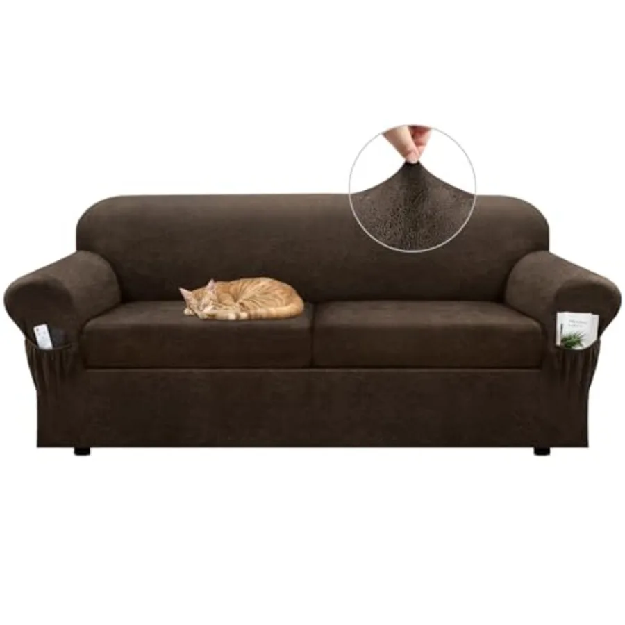 Sofa Slipcover with Armrest Pockets 3-Piece Set, Stretch Faux Leather Couch Cover for Couches Fits 7-9" - Non-Slip, Machine Was
Sofa Slipcover with Armrest Pockets 3-Piece Set, Stretch Faux Leather Couch Cover for Couches Fits 7-9" - Non-Slip, Machine Was