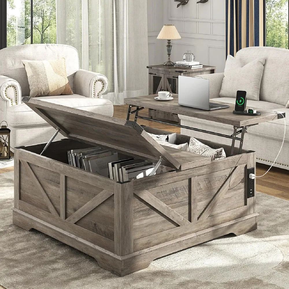 40” Large Farmhouse Lift Top Coffee Table with Power Outlets and Large Hidden Storage, Square Wood Living Room Tables, Multi-Fun
40” Large Farmhouse Lift Top Coffee Table with Power Outlets and Large Hidden Storage, Square Wood Living Room Tables, Multi-Fun