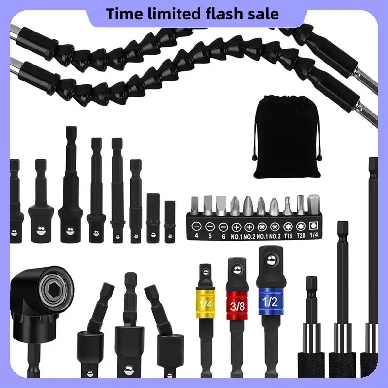 A40T 31 Pcs Flexible Drill Bit Extension Set, 105° Right Angle Drill Attachment, Rotatable Joint Socket ,Hex Socket Adapter Dura
A40T 31 Pcs Flexible Drill Bit Extension Set, 105° Right Angle Drill Attachment, Rotatable Joint Socket ,Hex Socket Adapter Dura