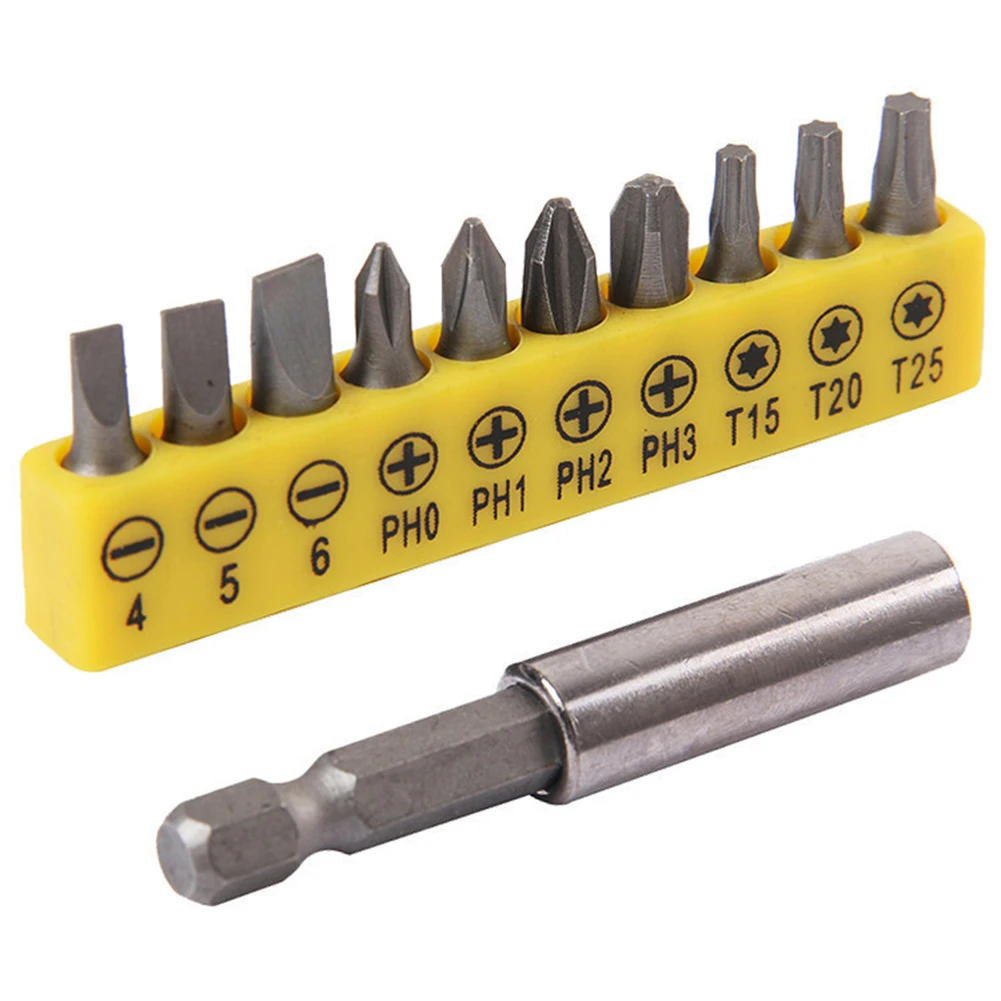 10pcs Slotted Cross Screwdriver Bit With 60mm Magnetic Screwdriver Bit Extension Rod Drill Bit Electric Screwdriver Power Tool
10pcs Slotted Cross Screwdriver Bit With 60mm Magnetic Screwdriver Bit Extension Rod Drill Bit Electric Screwdriver Power Tool