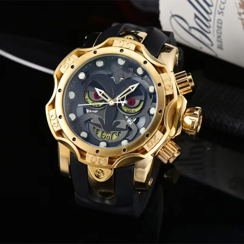 Fashion Trend Comics Joker Clown Face Large Dial Watch Auto-date Mens Rubber Strap Quartz Wristwatch
Fashion Trend Comics Joker Clown Face Large Dial Watch Auto-date Mens Rubber Strap Quartz Wristwatch