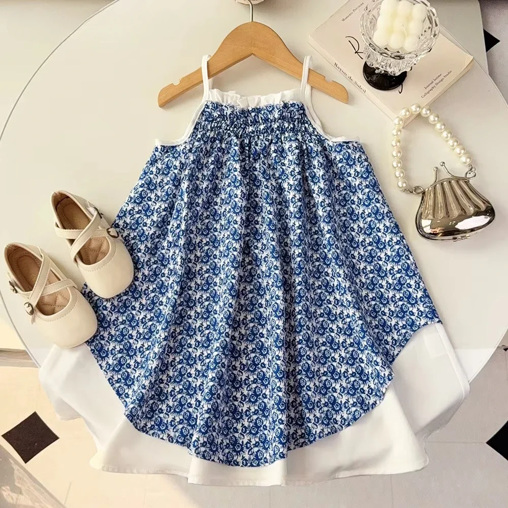 Girls Dress Korean Version Summer New Blue Floral Pleated Patchwork Camisole Dresses Fashion Children's Clothing 3-7 Years Old
Girls Dress Korean Version Summer New Blue Floral Pleated Patchwork Camisole Dresses Fashion Children's Clothing 3-7 Years Old