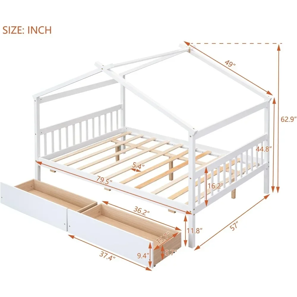 Wooden House Bed Full with Two Drawers, Modern Kids House Beds Frame with Storage, Roof Design, Full Size House Bed for Kids
Wooden House Bed Full with Two Drawers, Modern Kids House Beds Frame with Storage, Roof Design, Full Size House Bed for Kids