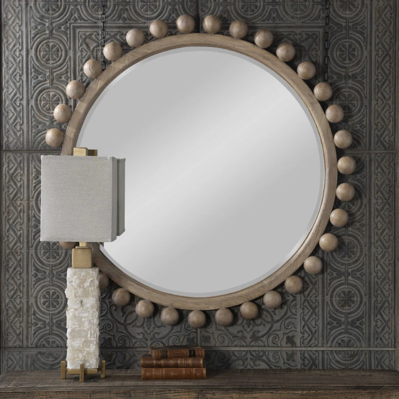 Cross-border solid wood beads round special-shaped decorative mirror wall pendant home decoration mirror
Cross-border solid wood beads round special-shaped decorative mirror wall pendant home decoration mirror
