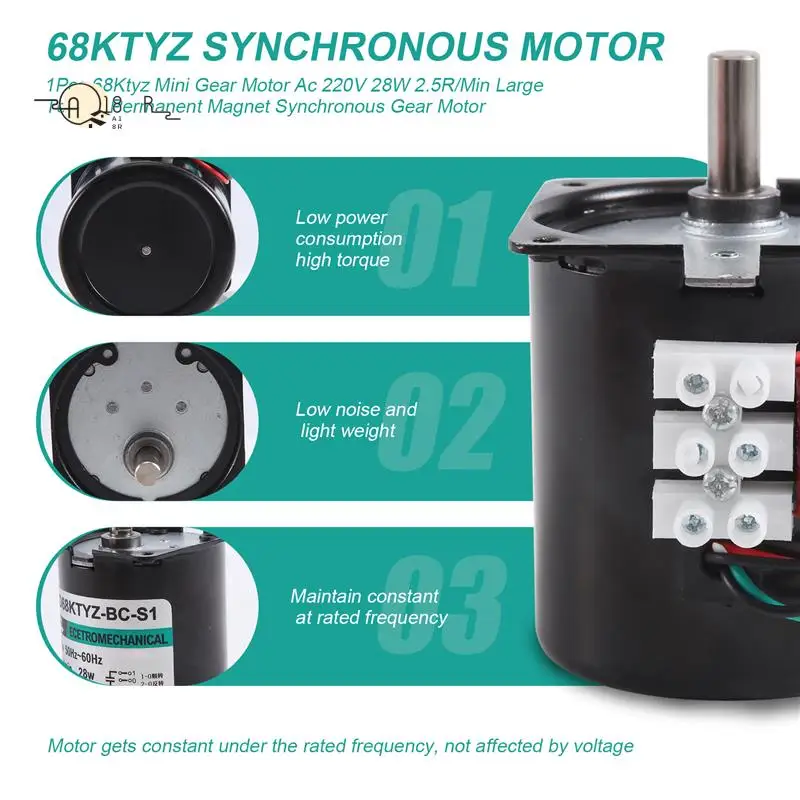 A18R -1Pcs 68Ktyz Mini Gear Motor Ac 220V 28W 2.5R/Min Large Torque Permanent Magnet Synchronous Gear Motor
A18R -1Pcs 68Ktyz Mini Gear Motor Ac 220V 28W 2.5R/Min Large Torque Permanent Magnet Synchronous Gear Motor