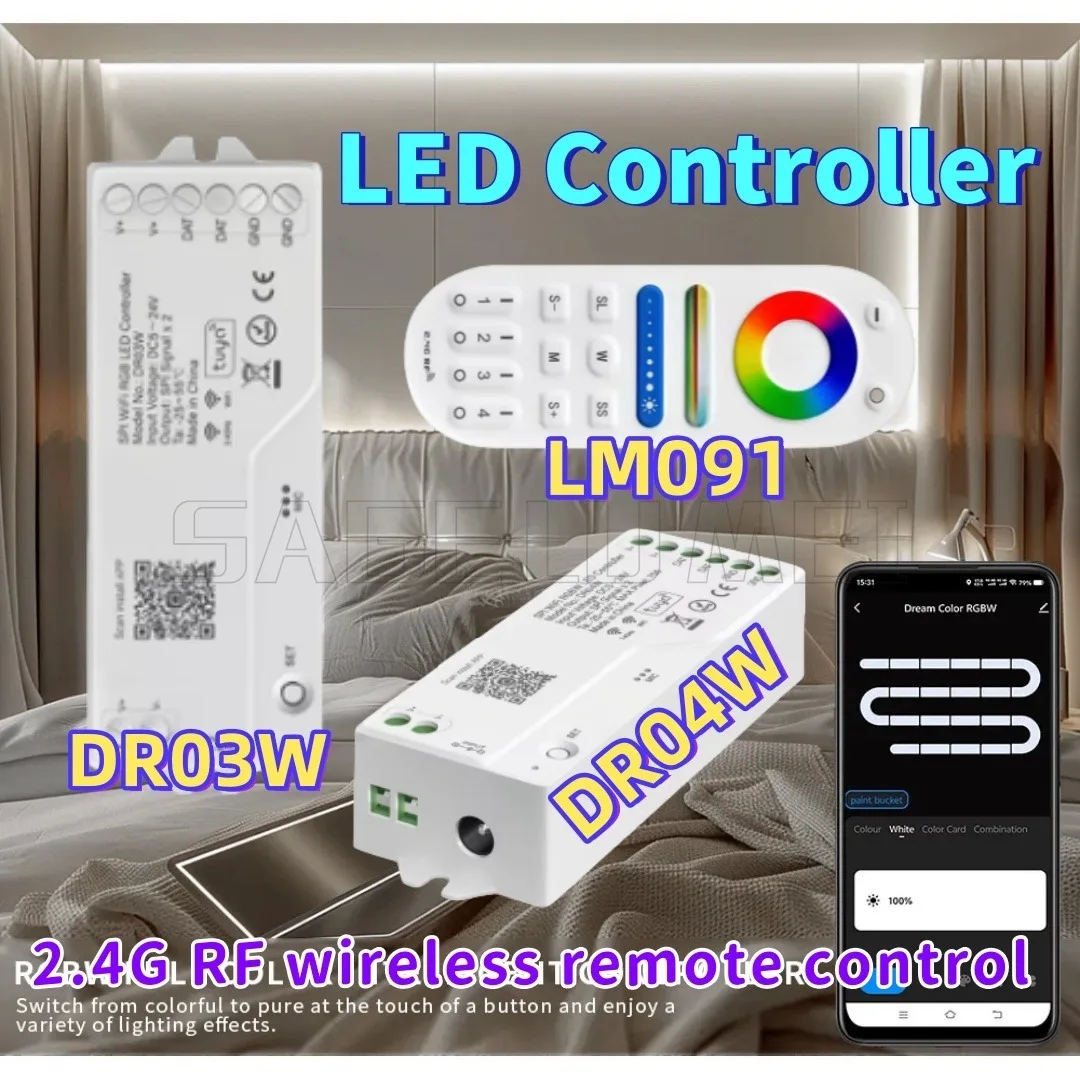 LED Controller LM091/DR03W/DR04W light modulator Works With Alexa control WS2811 WS2812B WS2813 WS2815 RGB LED Strip Tuya 2.4G
LED Controller LM091/DR03W/DR04W light modulator Works With Alexa control WS2811 WS2812B WS2813 WS2815 RGB LED Strip Tuya 2.4G
