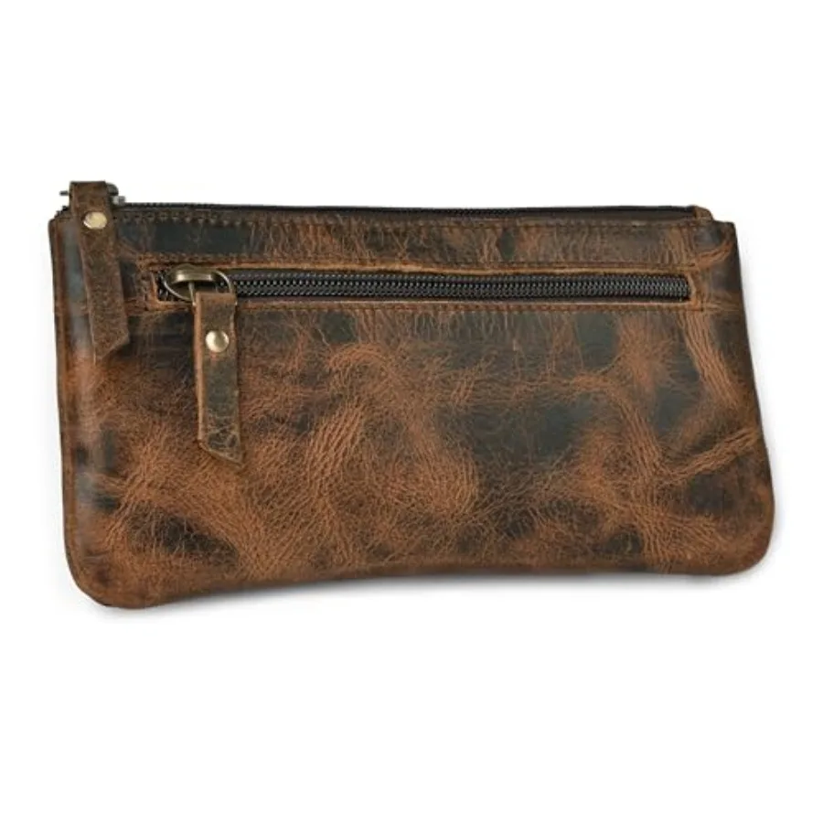 Leather Pencil Pouch Pen Case - Rustic/Vintage Brown - 8"X4"- Double Pocket - Elegant and Practical Zipper Pouch Holder for Art
Leather Pencil Pouch Pen Case - Rustic/Vintage Brown - 8"X4"- Double Pocket - Elegant and Practical Zipper Pouch Holder for Art