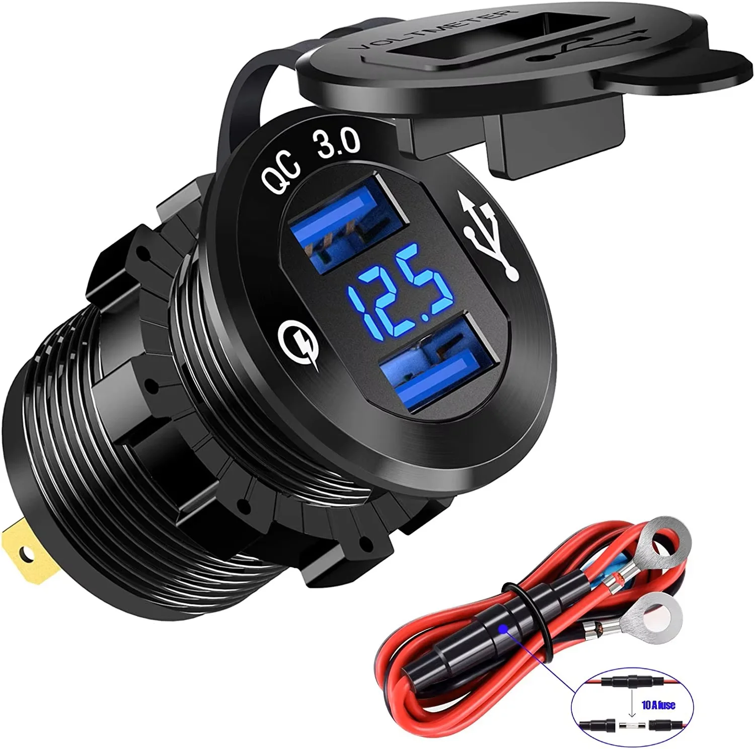 Quick Charge 3.0 12V-24V Dual USB Socket Waterproof Power Outlet Fast LED Voltmeter Car Battery Charger
Quick Charge 3.0 12V-24V Dual USB Socket Waterproof Power Outlet Fast LED Voltmeter Car Battery Charger