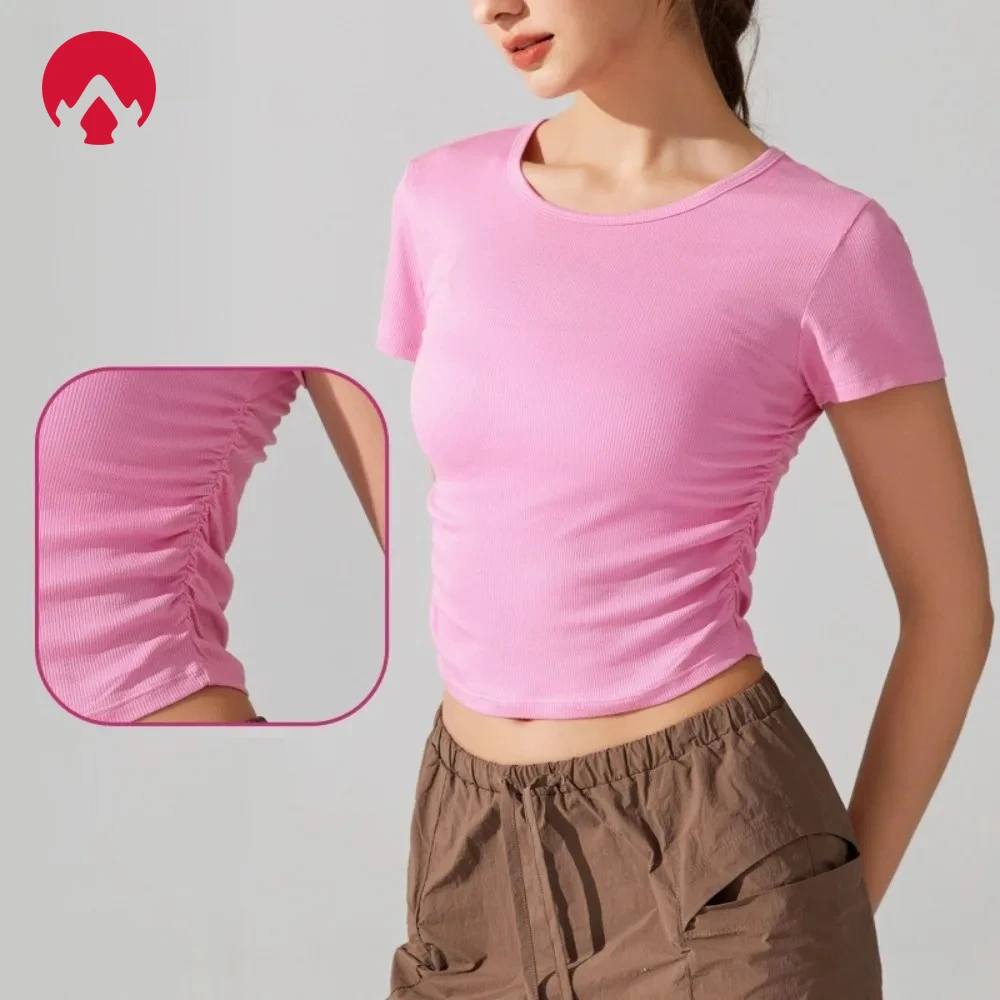 Women's Ribbed High-Stretch Short Sleeve Yoga T-Shirt - Breathable Quick-Dry Crinkle Design Workout Top for Running, Gym & Yoga
Women's Ribbed High-Stretch Short Sleeve Yoga T-Shirt - Breathable Quick-Dry Crinkle Design Workout Top for Running, Gym & Yoga