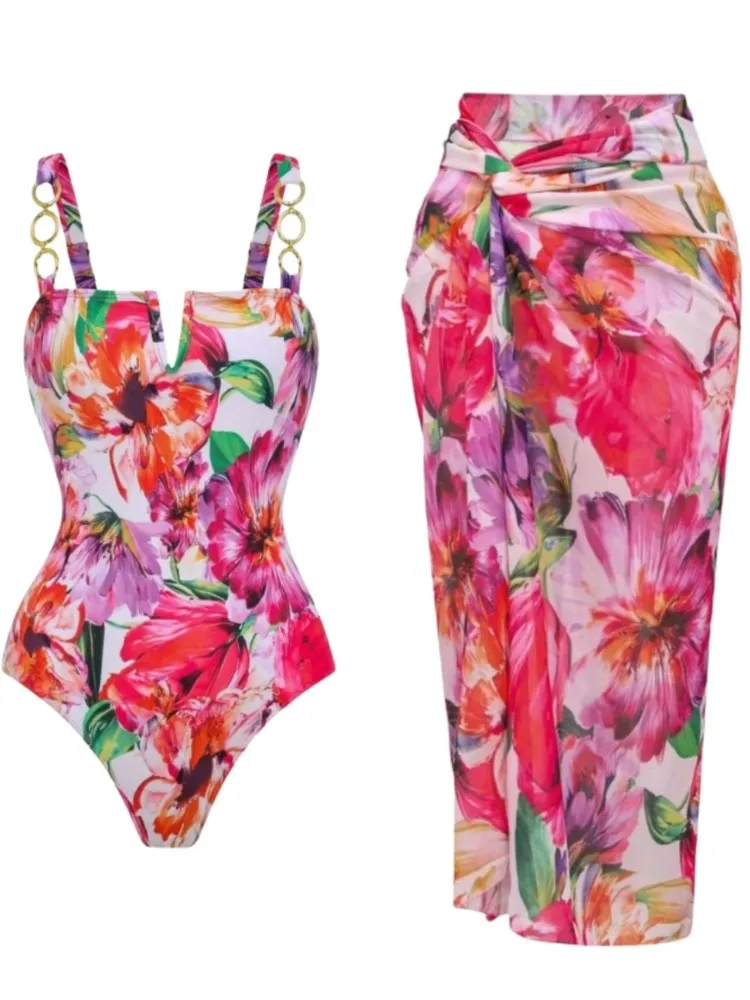 Retro Bikini Printed Fashion Two Piece Swimsuit And Cover Up With Skirt Tight Women's Bandage Summer Beach Luxury Elegant
Retro Bikini Printed Fashion Two Piece Swimsuit And Cover Up With Skirt Tight Women's Bandage Summer Beach Luxury Elegant