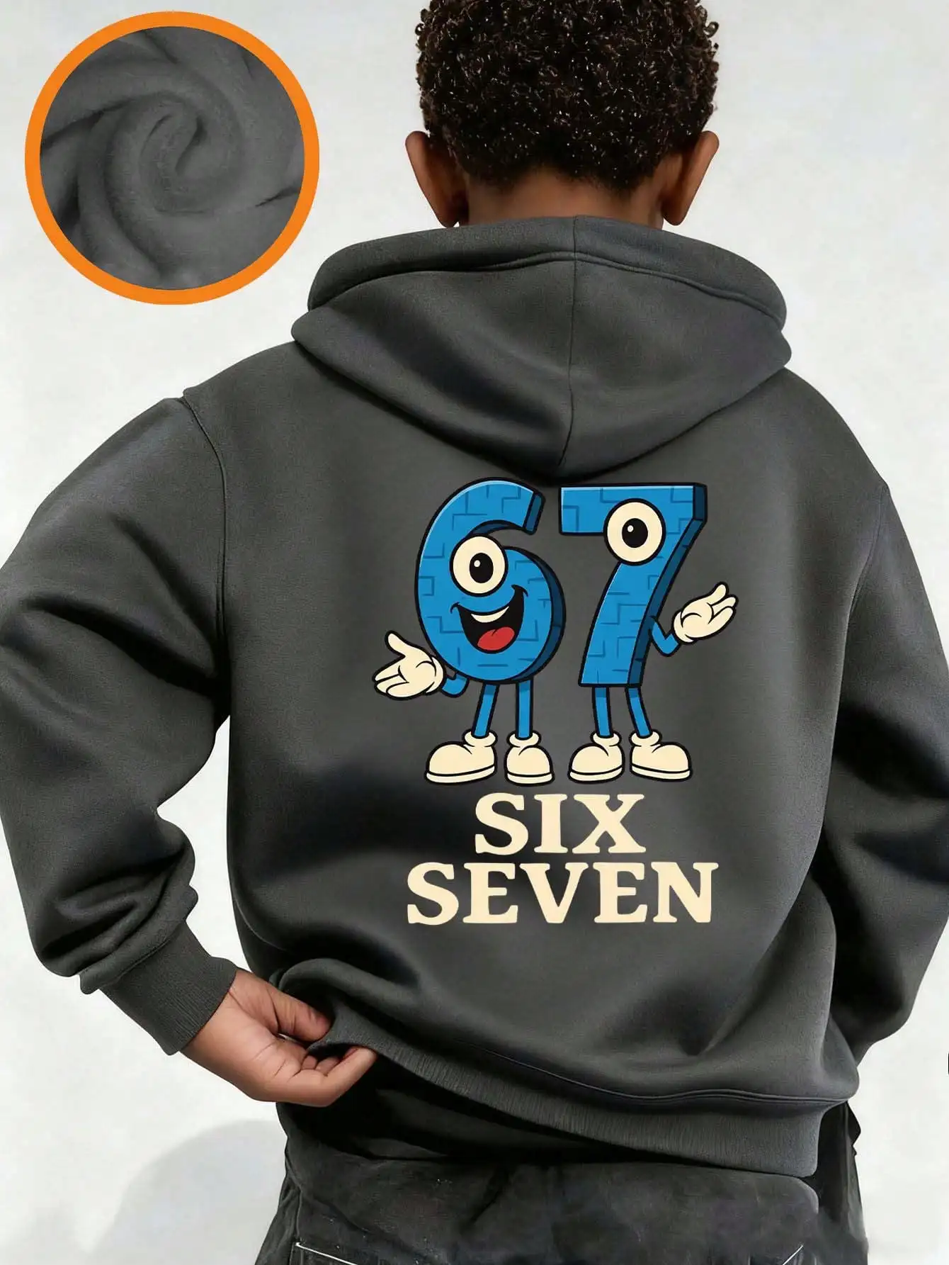 Kids Graphic Fleece Hoodie with Animated Number 67 Design, Warm Pullover for Autumn Winter
Kids Graphic Fleece Hoodie with Animated Number 67 Design, Warm Pullover for Autumn Winter
