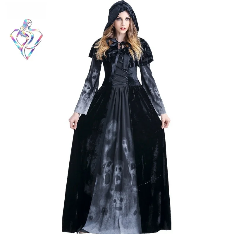 Adult Halloween Costume Devil Witch Death God Skeleton Print Black Demon Witch Dress Women's Traditional Ethnic Stage...
Adult Halloween Costume Devil Witch Death God Skeleton Print Black Demon Witch Dress Women's Traditional Ethnic Stage...