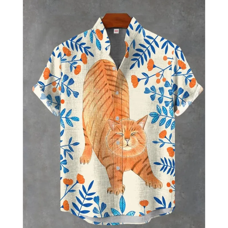 Men's Shirts Cat Summer Casual Fashion Short Sleeved Shirt Men's Linen Loose Shirts Casual Clothing Camisas Para Hombres
Men's Shirts Cat Summer Casual Fashion Short Sleeved Shirt Men's Linen Loose Shirts Casual Clothing Camisas Para Hombres