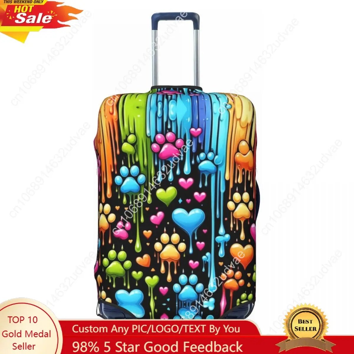 Custom Rainbow Dog Paw Heart Pattern Luggage Cover Cute Suitcase Protector Covers Suit For 18-32 inch
Custom Rainbow Dog Paw Heart Pattern Luggage Cover Cute Suitcase Protector Covers Suit For 18-32 inch