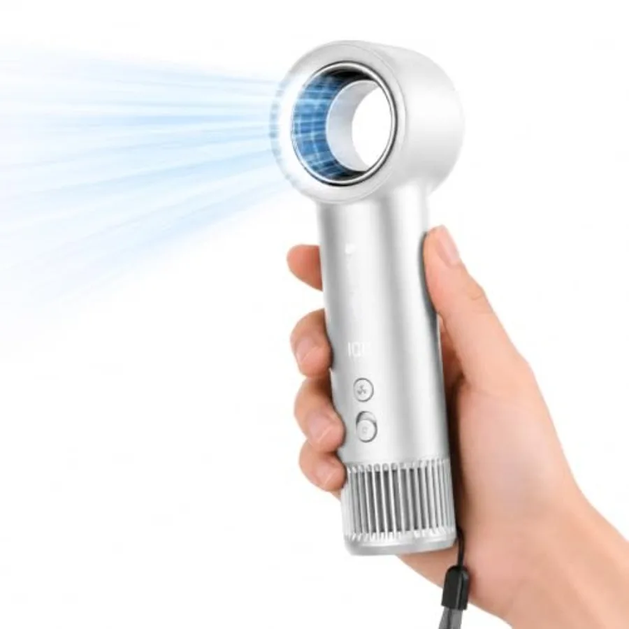 Portable handheld fan for travel, outdoor, and office use; ABS plastic body in black; ultra-quiet bladeless design with high-sp
Portable handheld fan for travel, outdoor, and office use; ABS plastic body in black; ultra-quiet bladeless design with high-sp