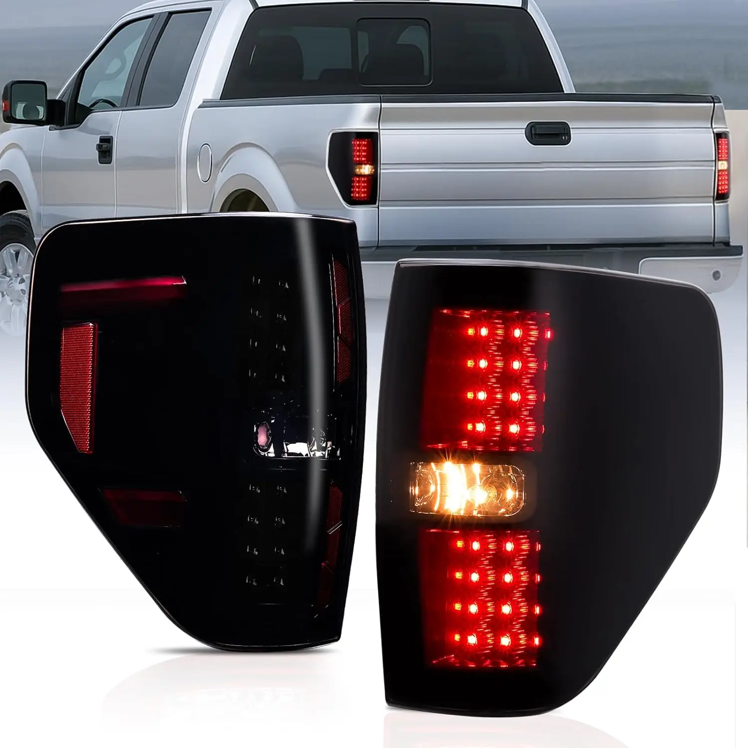 Nilight Taillight Assembly Compatible with 2009-2014 Ford F150 Incandescent Type LED Tail Lights, Rear Brake Lamps Smoked Lens
Nilight Taillight Assembly Compatible with 2009-2014 Ford F150 Incandescent Type LED Tail Lights, Rear Brake Lamps Smoked Lens