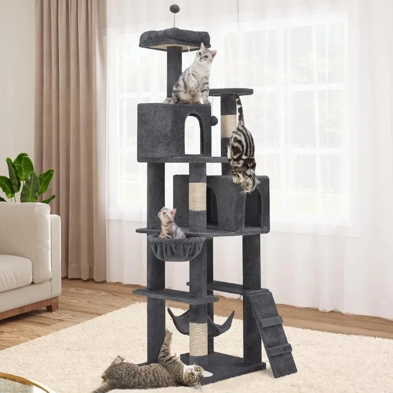 75in Cat Tree Tower for Indoor Cats, Multi-Level Cat Furniture with Scratching Posts, Cat Caves, Padded Perch, Cozy
75in Cat Tree Tower for Indoor Cats, Multi-Level Cat Furniture with Scratching Posts, Cat Caves, Padded Perch, Cozy