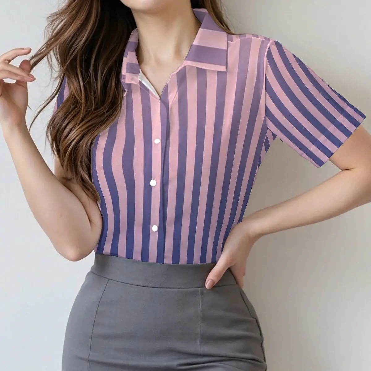 Women's Summer Shirt Pink & PurpleContrast StripesVintage Charm,Simple & Eye-catchingSuitable for Commute,Dates, Business Casual
Women's Summer Shirt Pink & PurpleContrast StripesVintage Charm,Simple & Eye-catchingSuitable for Commute,Dates, Business Casual