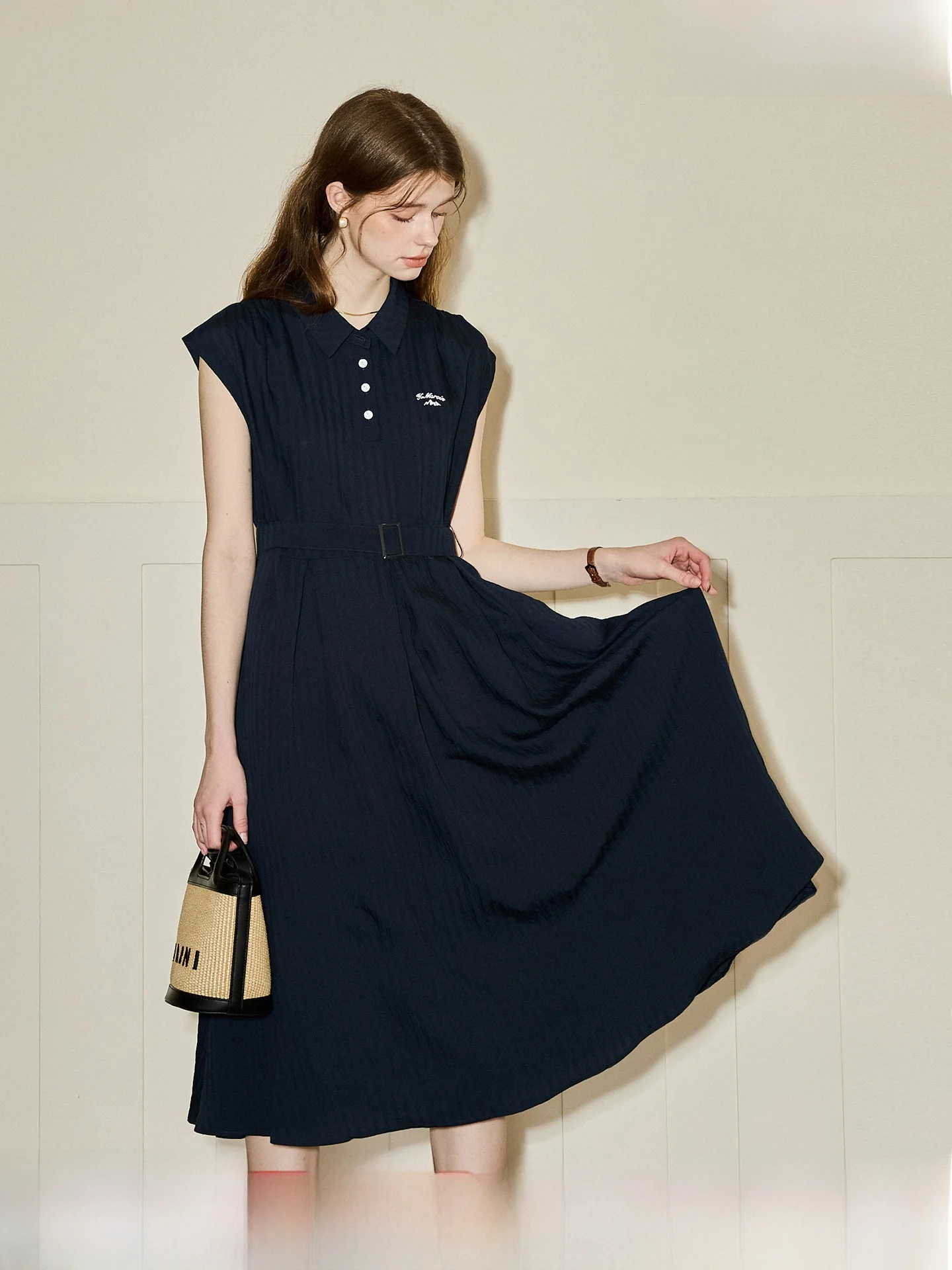 Collar Long Dress Women's Preppy Style Belted Drapey Breathable Slimming Summer Commute Dress Kuhnmarvin
Collar Long Dress Women's Preppy Style Belted Drapey Breathable Slimming Summer Commute Dress Kuhnmarvin