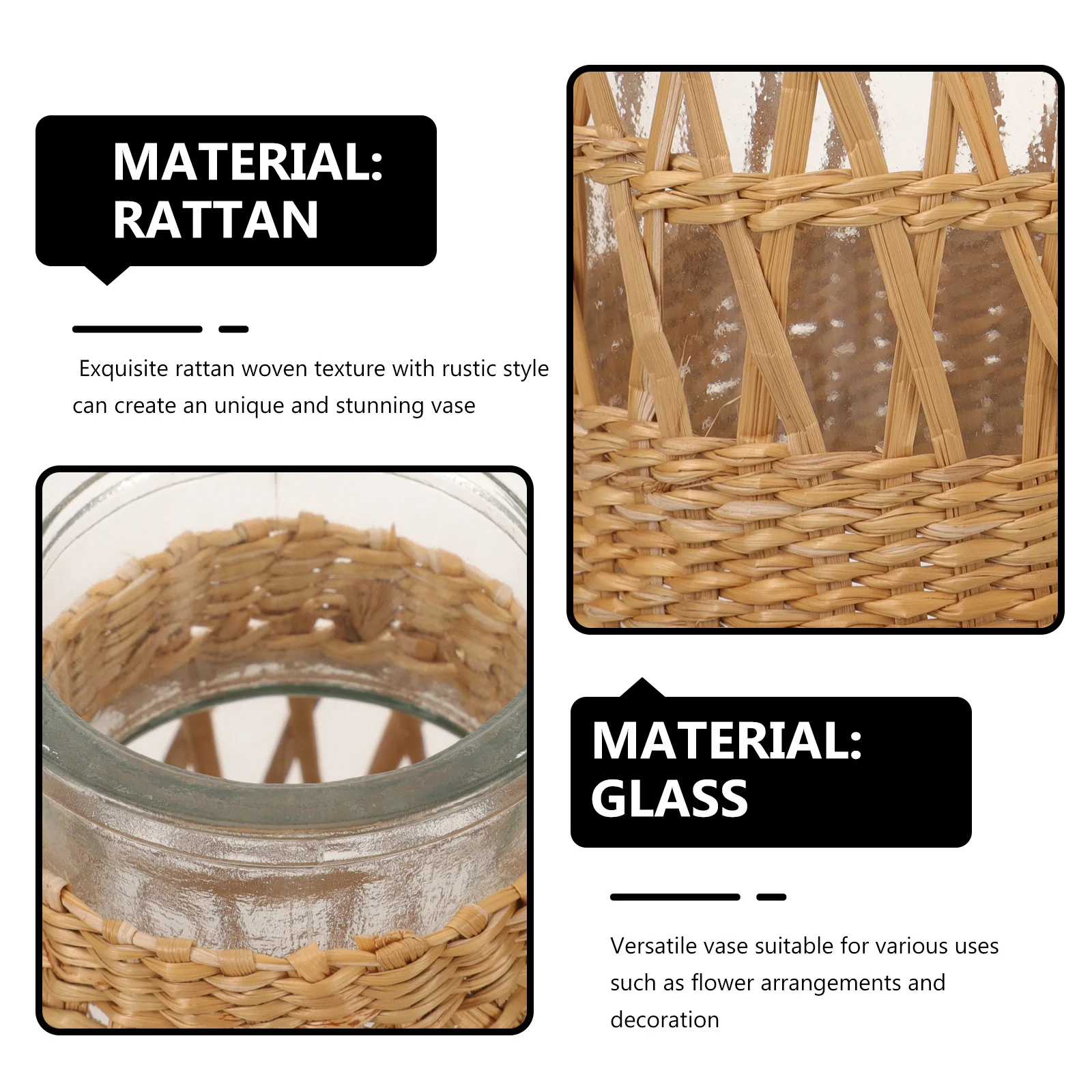 Rattan Woven Flower Exquisite Glass Vase For Home Office Decor Country Style Arrangement Vase Decorative Planter Pot
Rattan Woven Flower Exquisite Glass Vase For Home Office Decor Country Style Arrangement Vase Decorative Planter Pot