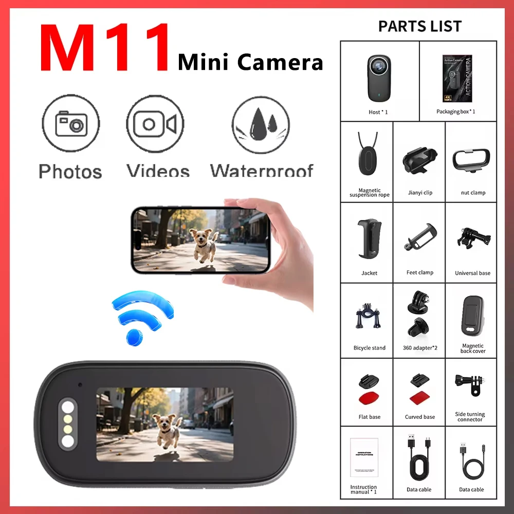 Мини-экшн-камера M11 4K WiFi для активного отдыха, портативная карманная камера для шлема, мотоцикла, видеокамера для влогов, велоспорта, носимая камера
Мини-экшн-камера M11 4K WiFi для активного отдыха, портативная карманная камера для шлема, мотоцикла, видеокамера для влогов, велоспорта, носимая камера