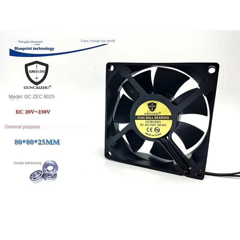 pa 8025 Double Ball EC20V-230V Универсальный 24v36v48v110v220v 8 см Вентилятор охлаждения с переменной частотой 80*80*25 мм
pa 8025 Double Ball EC20V-230V Универсальный 24v36v48v110v220v 8 см Вентилятор охлаждения с переменной частотой 80*80*25 мм