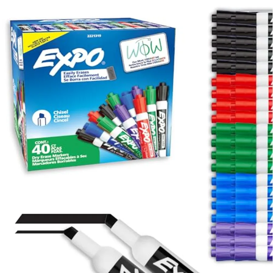 Dry Erase Markers, Low Odor Ink, Chisel Tip, 40 Count - Whiteboard, Calendar, Organization, Essential Supplies for Office, Scho
Dry Erase Markers, Low Odor Ink, Chisel Tip, 40 Count - Whiteboard, Calendar, Organization, Essential Supplies for Office, Scho