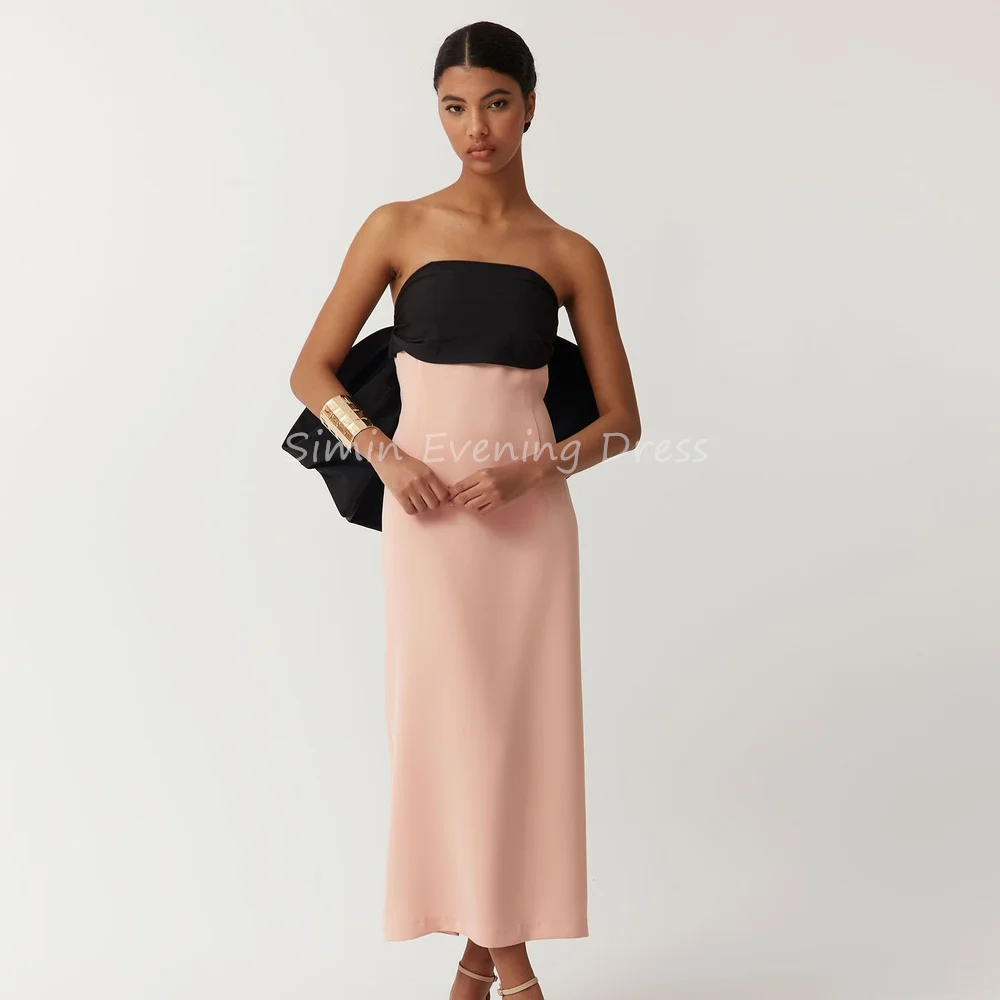 Simin Crepe Straight Strapless Elegant Evening Dresses For Women 2025 With Bow Ankle Length Slit Sleeveless Formal Party Gown
Simin Crepe Straight Strapless Elegant Evening Dresses For Women 2025 With Bow Ankle Length Slit Sleeveless Formal Party Gown