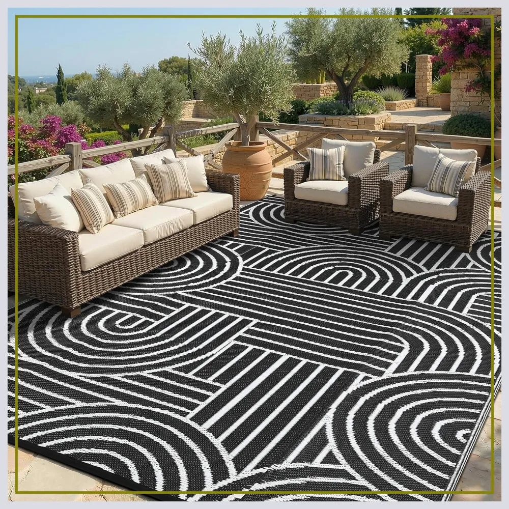 Reversible Rainbow Outdoor Rug 8x10, Waterproof Plastic Straw RV Mat for Picnic Patio Camping Balcony Deck Backyard Porch Black
Reversible Rainbow Outdoor Rug 8x10, Waterproof Plastic Straw RV Mat for Picnic Patio Camping Balcony Deck Backyard Porch Black