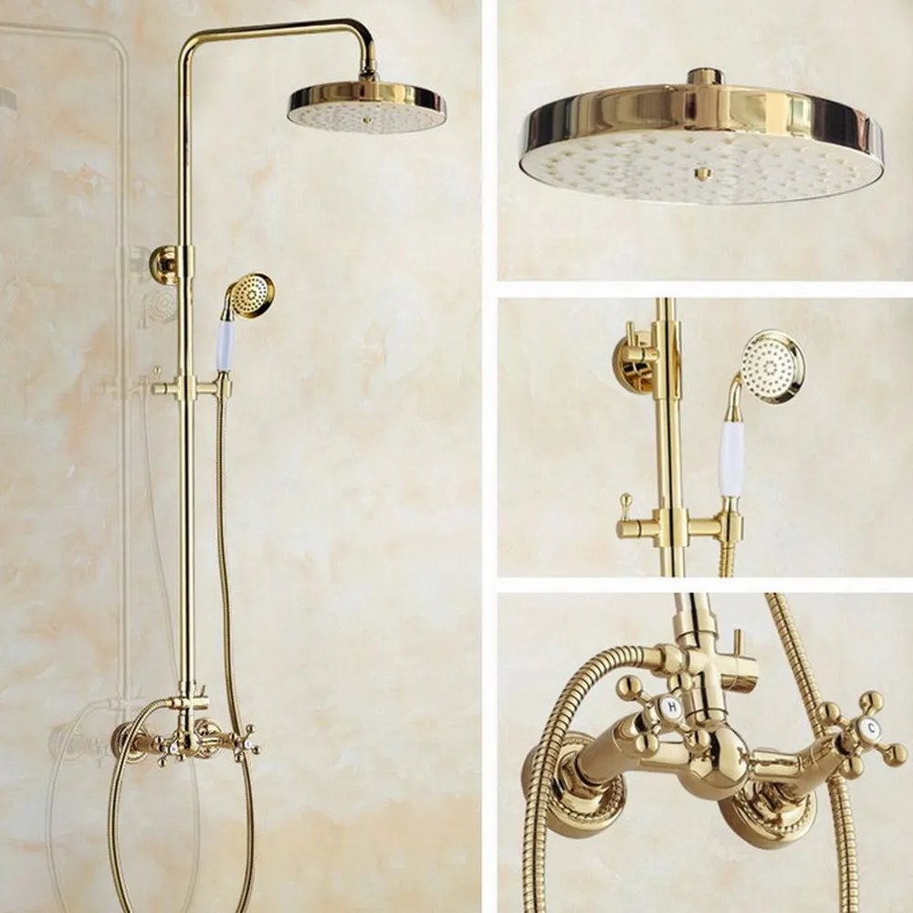 Gold Color Brass Wall Mounted Bathroom Round Rainfall Shower Head Hand Shower Faucet Set Mixer Tap agf335
Gold Color Brass Wall Mounted Bathroom Round Rainfall Shower Head Hand Shower Faucet Set Mixer Tap agf335