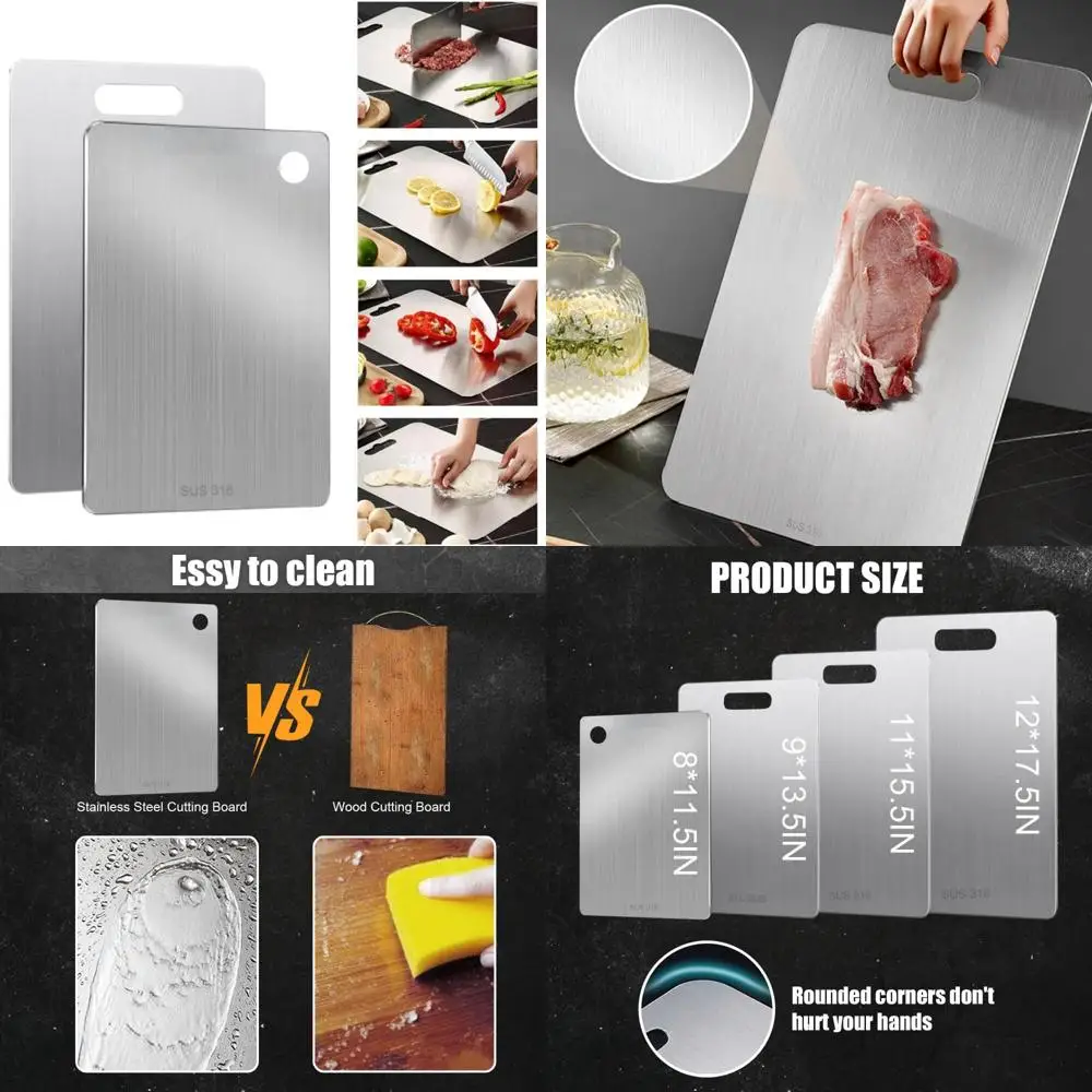 Stainless Steel Double-Sided Kitchen Cutting Boards - Non-Toxic, Food Grade, Durable for Everyday Use
Stainless Steel Double-Sided Kitchen Cutting Boards - Non-Toxic, Food Grade, Durable for Everyday Use