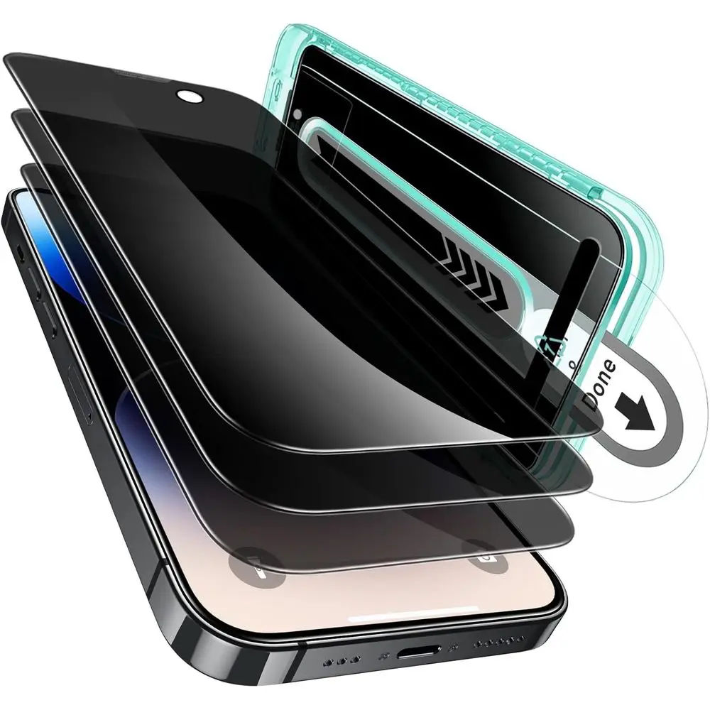 3 Pack 16 Pro Max Privacy Screen Protector, Anti-Glare Tempered Glass with Light Tray
3 Pack 16 Pro Max Privacy Screen Protector, Anti-Glare Tempered Glass with Light Tray