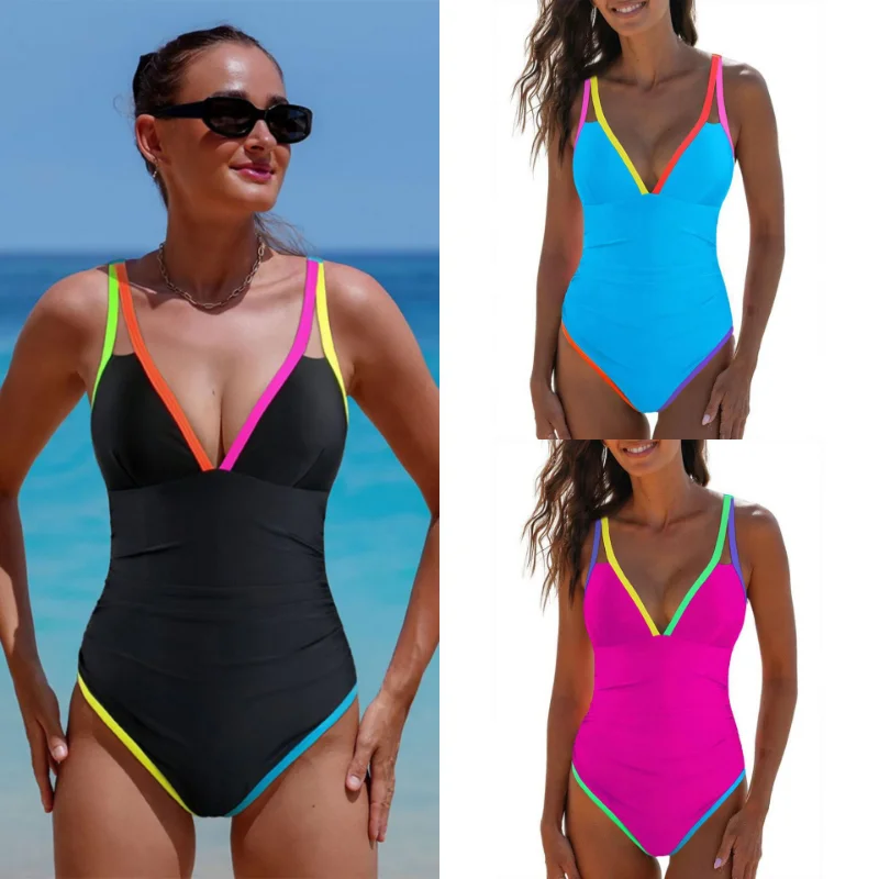S - XXL Splicing V Neck Cross Back Women Swimwear One Piece Swimsuit Female Monokini High Cut Leg Bather Bathing Suit Swim
S - XXL Splicing V Neck Cross Back Women Swimwear One Piece Swimsuit Female Monokini High Cut Leg Bather Bathing Suit Swim