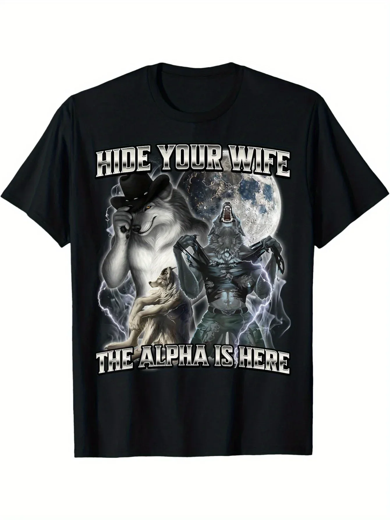 Vintage Clothing Moonlight Night Werewolf Appearance Series Graffiti Printed Short-sleeved T-shirt Men's and Women's
Vintage Clothing Moonlight Night Werewolf Appearance Series Graffiti Printed Short-sleeved T-shirt Men's and Women's