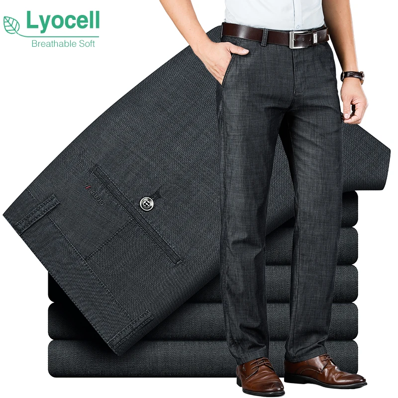 Thin Lyocell Summer Jeans Soft Breathable Straight Business Office Casual Trousers Elastic Cool Drapey Classic Denim Pants
Thin Lyocell Summer Jeans Soft Breathable Straight Business Office Casual Trousers Elastic Cool Drapey Classic Denim Pants