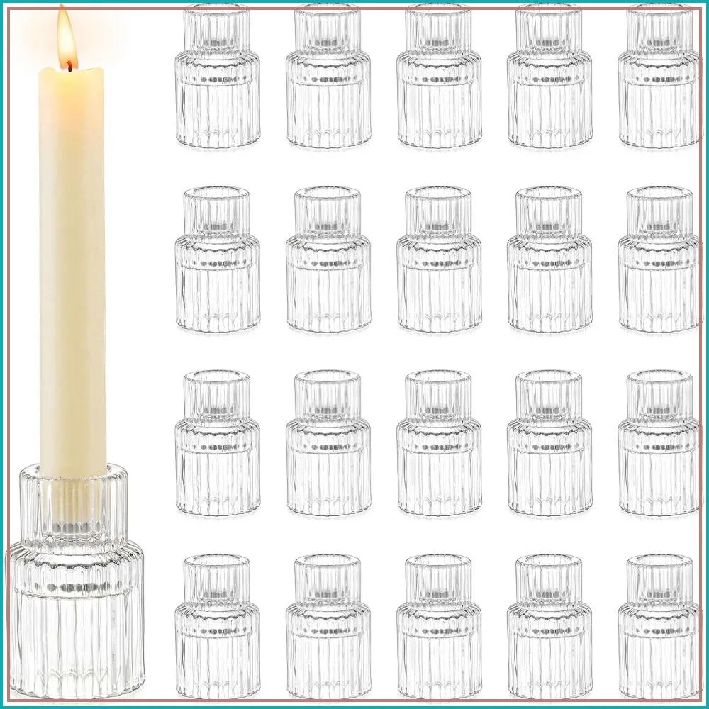 20 Pcs Clear Glass Taper Candle Holders - Small Wedding Table Centerpiece Bulk for Christmas Party Living Room Dinner
20 Pcs Clear Glass Taper Candle Holders - Small Wedding Table Centerpiece Bulk for Christmas Party Living Room Dinner