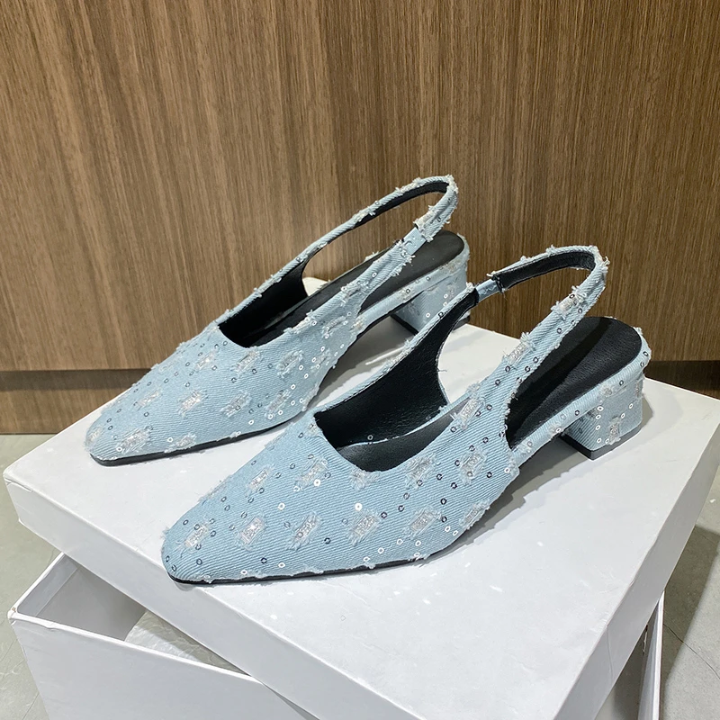 Spring Fall 2026 New Niche Designs Denim Empty Back Heels Pointed Toe Block Heel Sandals
Spring Fall 2026 New Niche Designs Denim Empty Back Heels Pointed Toe Block Heel Sandals
