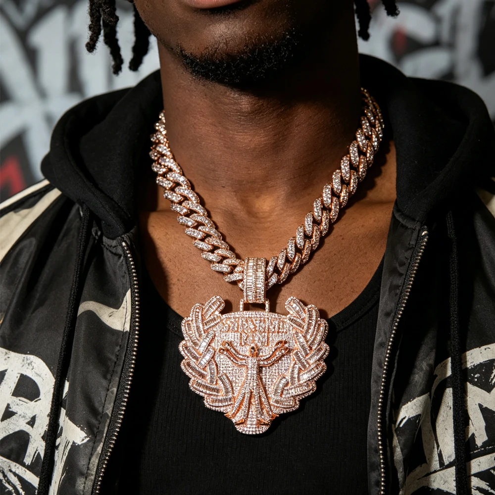 Sparkling Hip Hop Fine Rose Gold Iced Pendant Jewelry Ancient Greek Mythology Style Pendant Necklace Men Women Birthday Gift
Sparkling Hip Hop Fine Rose Gold Iced Pendant Jewelry Ancient Greek Mythology Style Pendant Necklace Men Women Birthday Gift