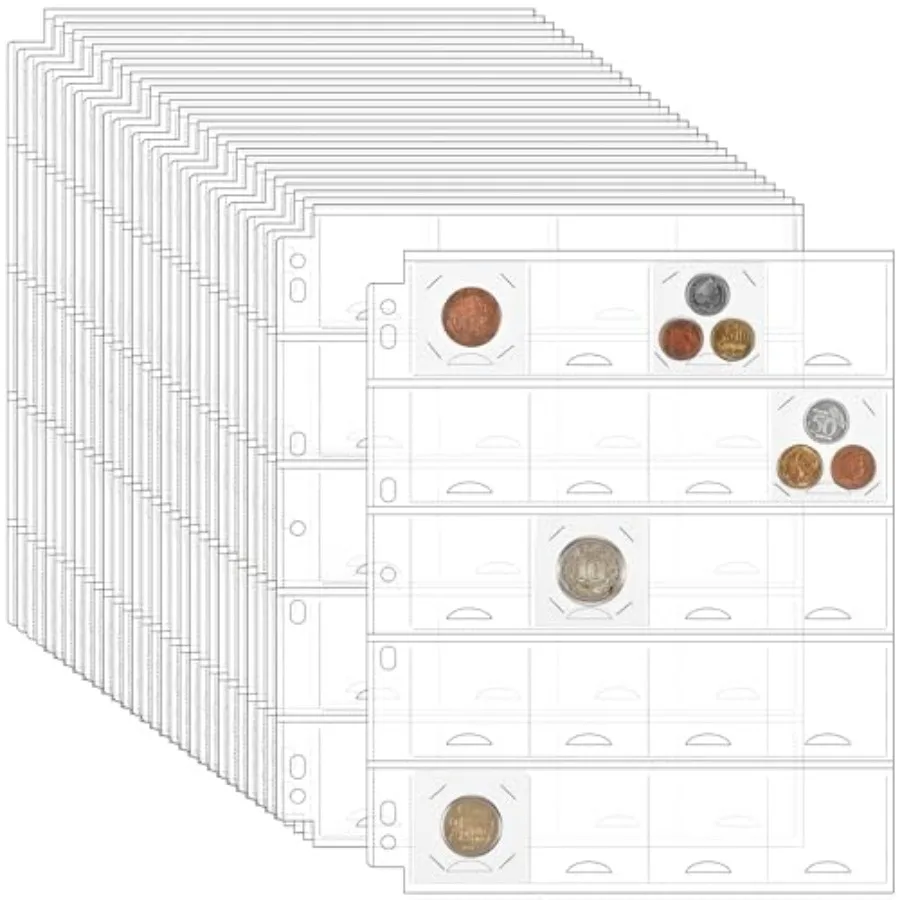 30 Sheets Coin Binder Sheets for 2" x 2" Coin Flips - 600 Pockets 7 Holes Coin Pages Holders for Cardboard Compatible with Coin
30 Sheets Coin Binder Sheets for 2" x 2" Coin Flips - 600 Pockets 7 Holes Coin Pages Holders for Cardboard Compatible with Coin