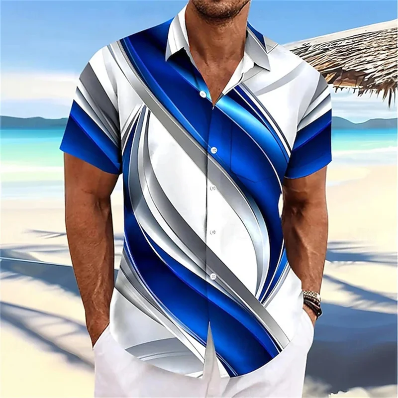 2026 New Men's Summer Casual Vacation Short-Sleeve Shirt, Blue and Silver Gradient Streamline Print, Loose Lapel Men's Top
2026 New Men's Summer Casual Vacation Short-Sleeve Shirt, Blue and Silver Gradient Streamline Print, Loose Lapel Men's Top