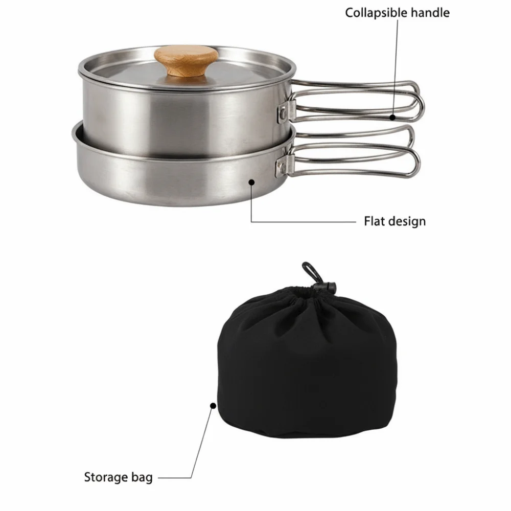 Stainless Steel Camping Cookware Set Lightweight Non Stick Pot and Pan Set With Storage Bag Portable Camping Cookware
Stainless Steel Camping Cookware Set Lightweight Non Stick Pot and Pan Set With Storage Bag Portable Camping Cookware
