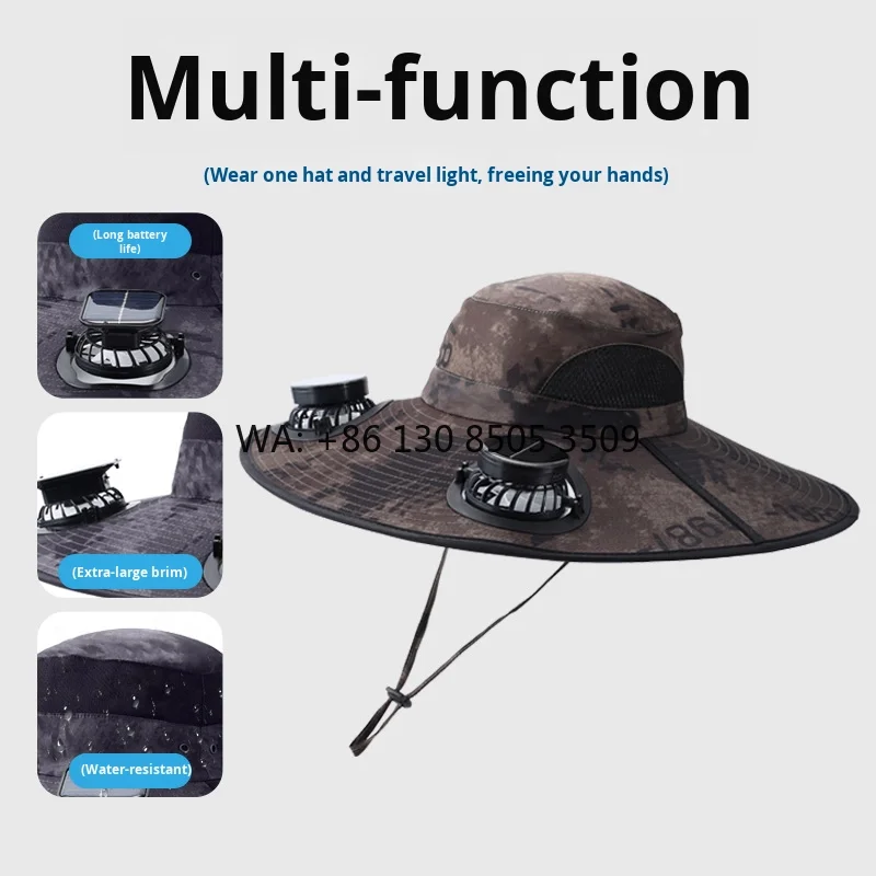 New Summer Outdoor Hiking Fishing Bucket Hat with High Battery Life Solar Fan Wide Brim Camouflage for Sun Protection
New Summer Outdoor Hiking Fishing Bucket Hat with High Battery Life Solar Fan Wide Brim Camouflage for Sun Protection