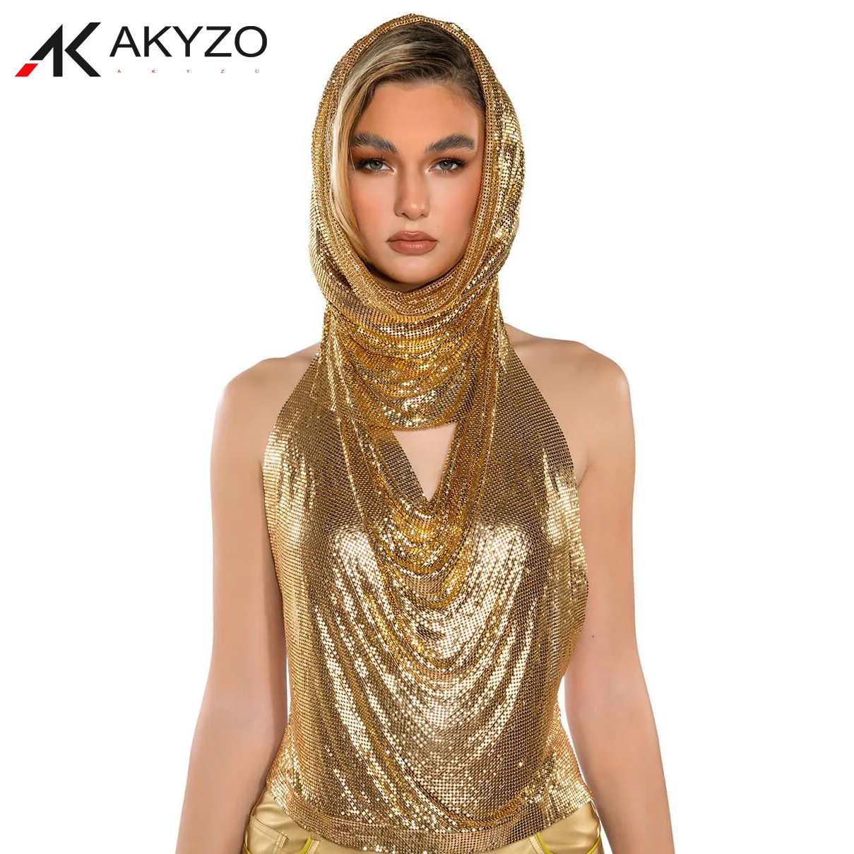 AKYZO Backless Halter Top with Metal Suspender Halter Neck Sequins Tank Top Turban Nightclub Sexy Summer 2 Piece Set
AKYZO Backless Halter Top with Metal Suspender Halter Neck Sequins Tank Top Turban Nightclub Sexy Summer 2 Piece Set